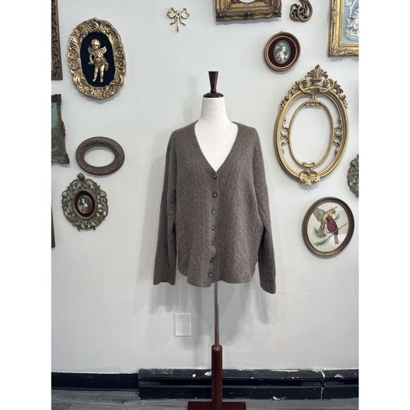 Reformation Sweaters - Reformation Taupe V-Neck Button Front Cardigan